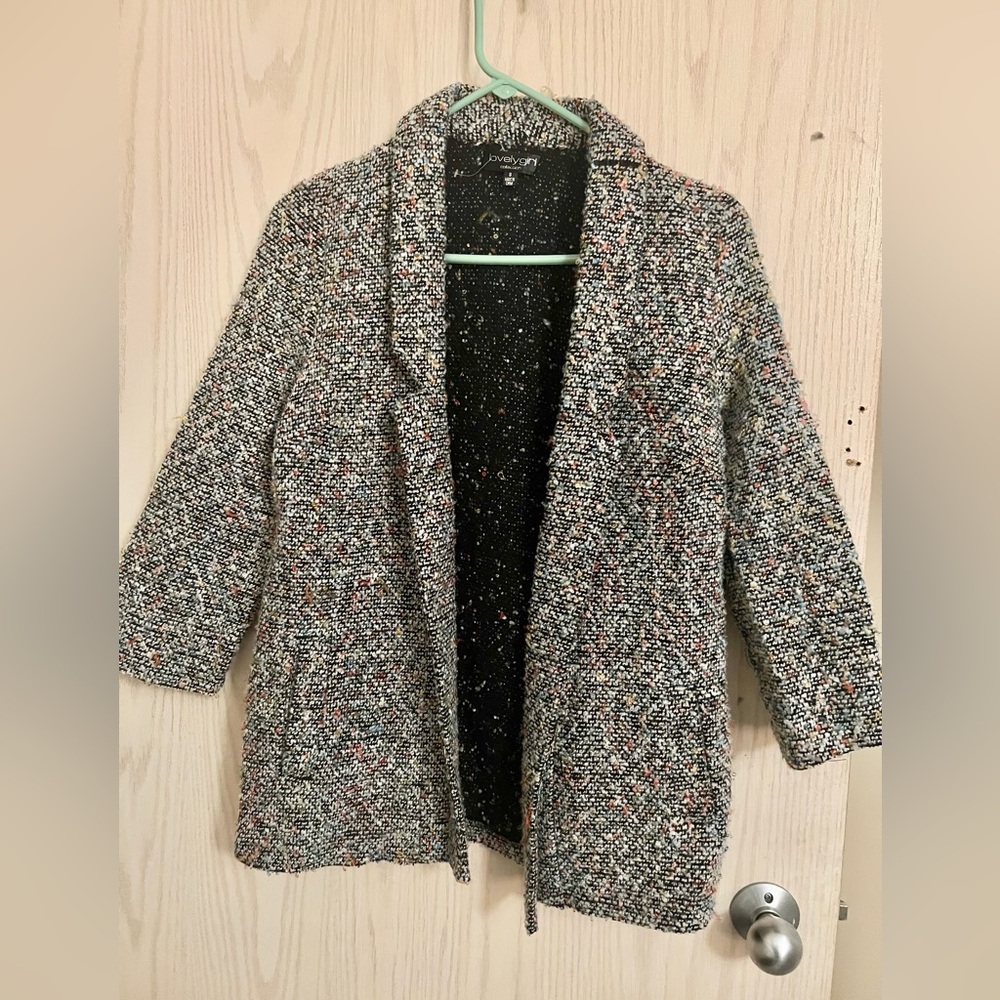LOVELY GIRL open jacket 2/3 sleeve with pockets size S NWOT